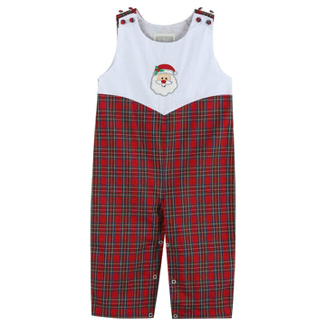 Red Christmas Plaid Santa Yoke Overalls - Lil Cactus