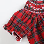 Red Christmas Plaid Smocked Bishop Dress - Lil Cactus