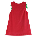Red Corduroy Christmas Applique Bow Dress - Lil Cactus