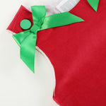 Red Corduroy Christmas Applique Bow Dress - Lil Cactus