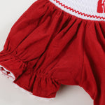 Red Corduroy Christmas Nativity Smocked Bishop Dress - Lil Cactus