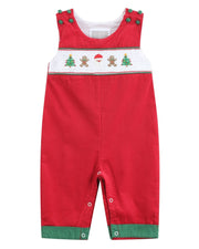 Red Corduroy Christmas Smocked Longall