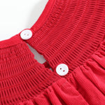Red Corduroy Mistletoe Smocked Bishop Dress - Lil Cactus