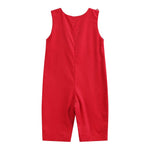 Red Corduroy Mistletoe Smocked Overalls - Lil Cactus