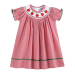 Red Gingham Apple Smocked Bishop Dress - Lil Cactus