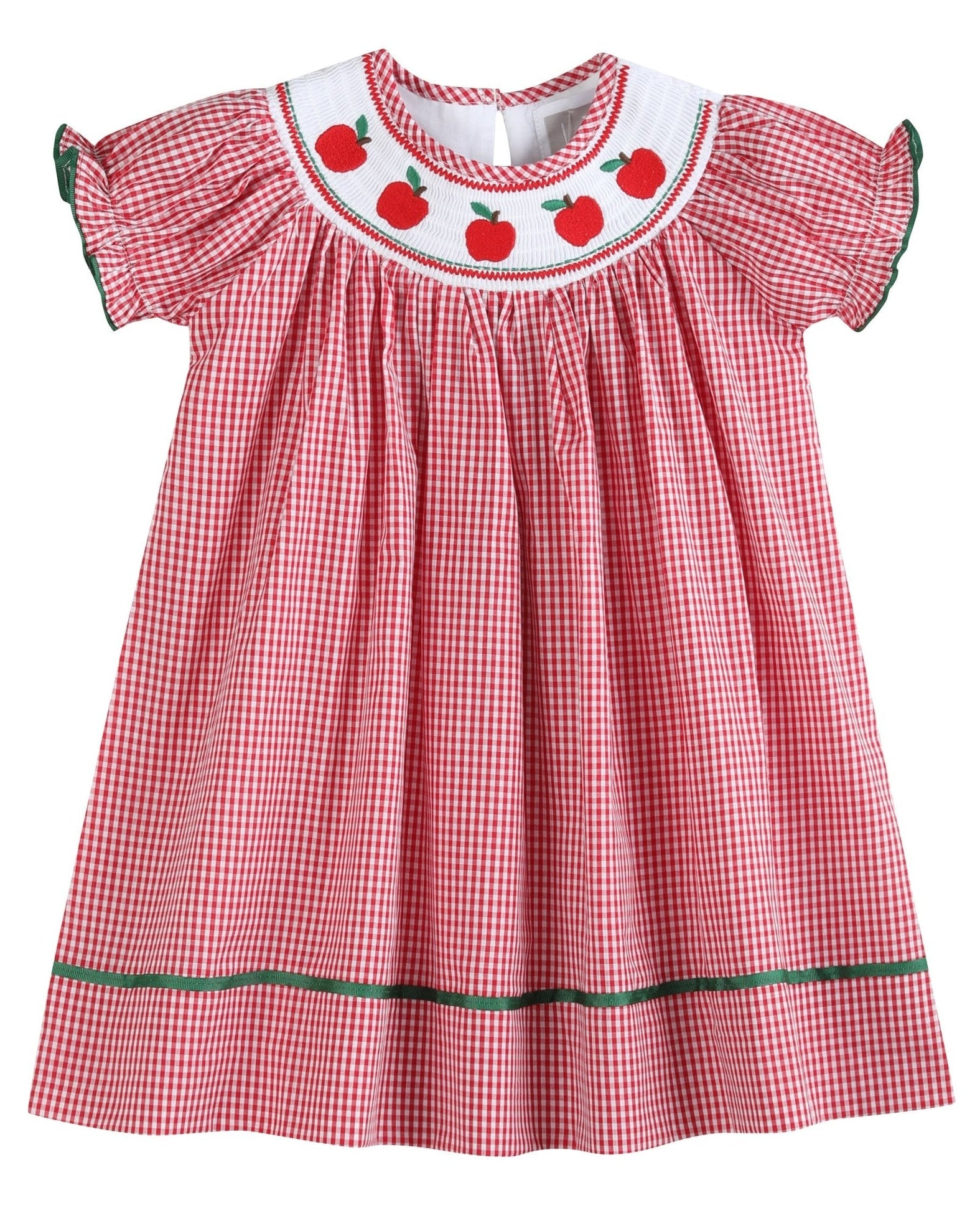 Red Gingham Apple Smocked Bishop Dress 5Y