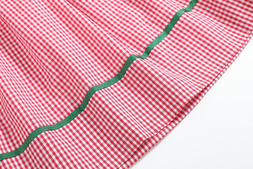 Red Gingham Apple Smocked Bishop Dress - Lil Cactus