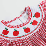 Red Gingham Apple Smocked Bishop Dress - Lil Cactus