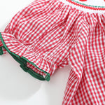Red Gingham Apple Smocked Bishop Dress - Lil Cactus