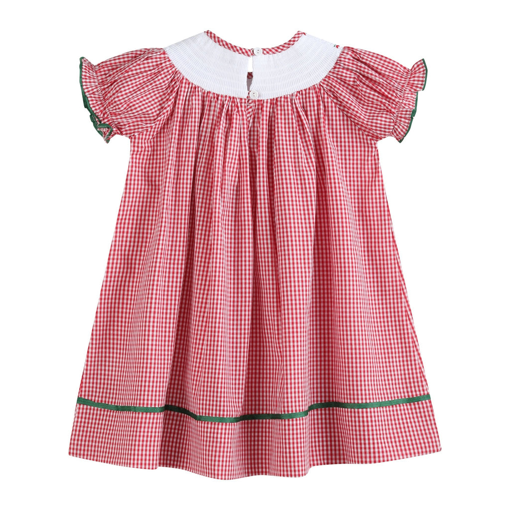Red Gingham Apple Smocked Bishop Dress - Lil Cactus