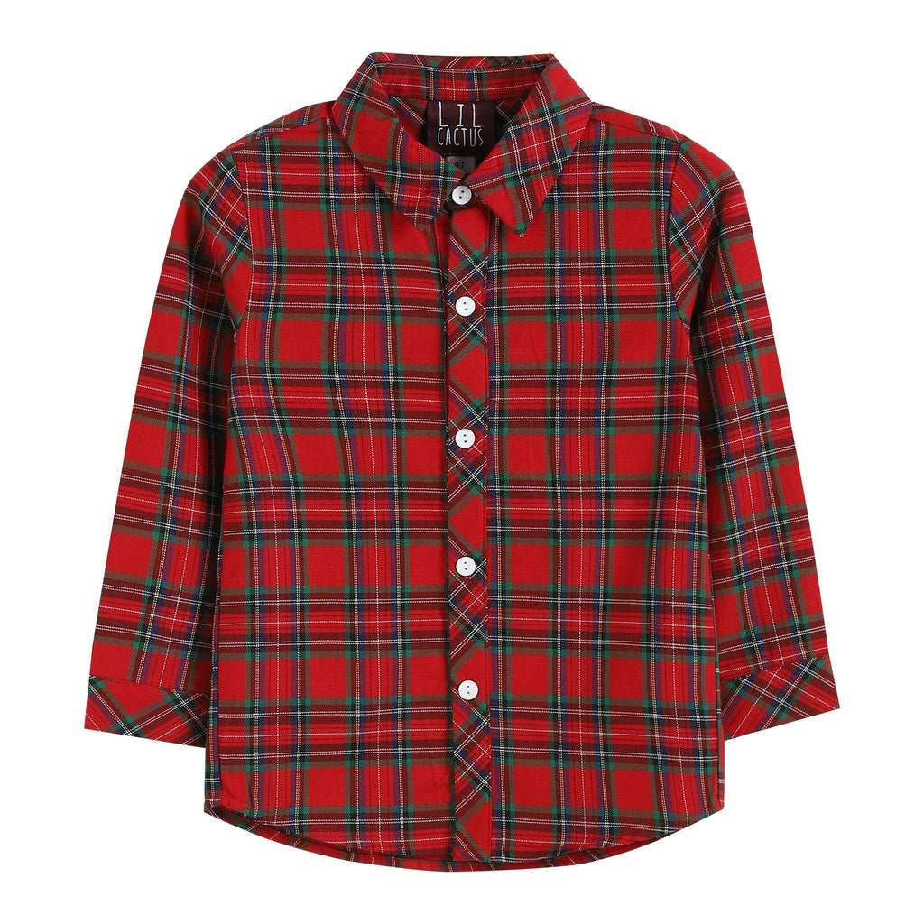 Red & Green Tartan Button - Up - Lil Cactus