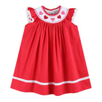 Red Heart and Lace Smocked Bishop Dress - Lil Cactus