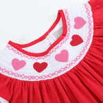 Red Heart and Lace Smocked Bishop Dress - Lil Cactus