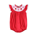 Red Heart and Lace Smocked Romper - Lil Cactus