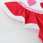 Red Heart and Lace Smocked Romper - Lil Cactus