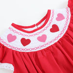 Red Heart and Lace Smocked Romper - Lil Cactus