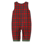 Red Plaid Truck & Tree Smocked Overalls - Lil Cactus