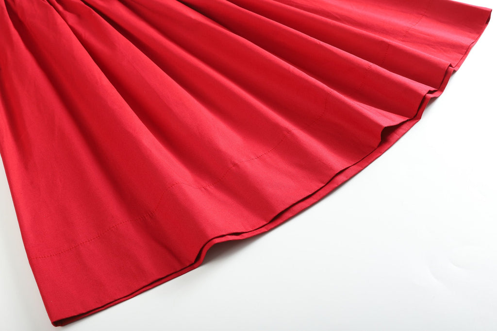 Red Poplin Santa Long Sleeve Smocked Bishop Dress - Lil Cactus