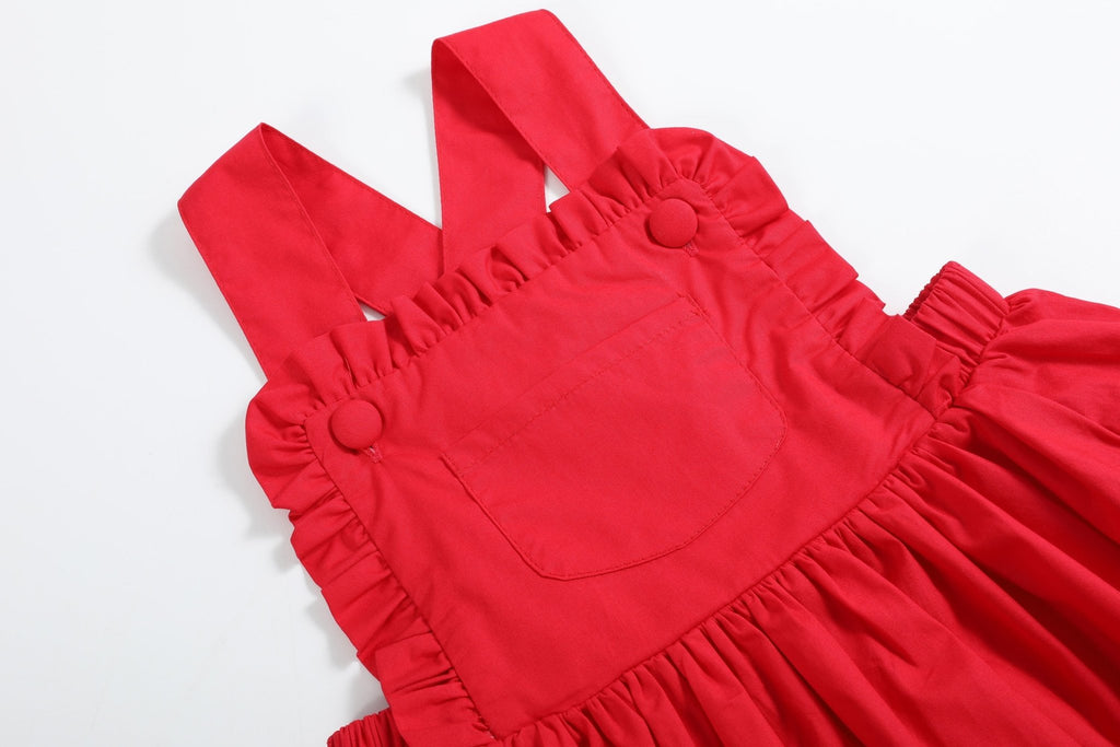 Red Ruffle Jumper Dress - Lil Cactus