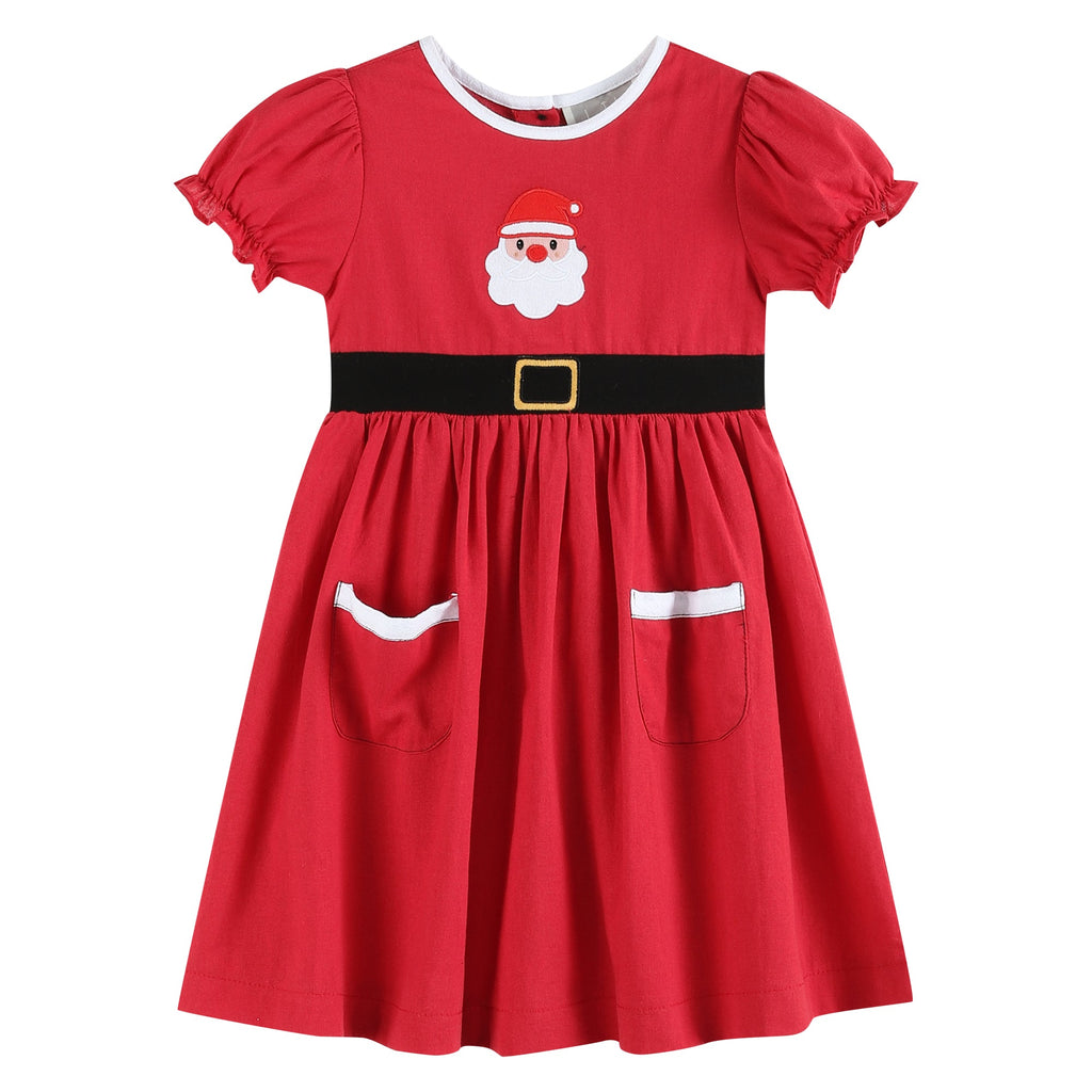Red Santa Dress with Black Sash - Lil Cactus