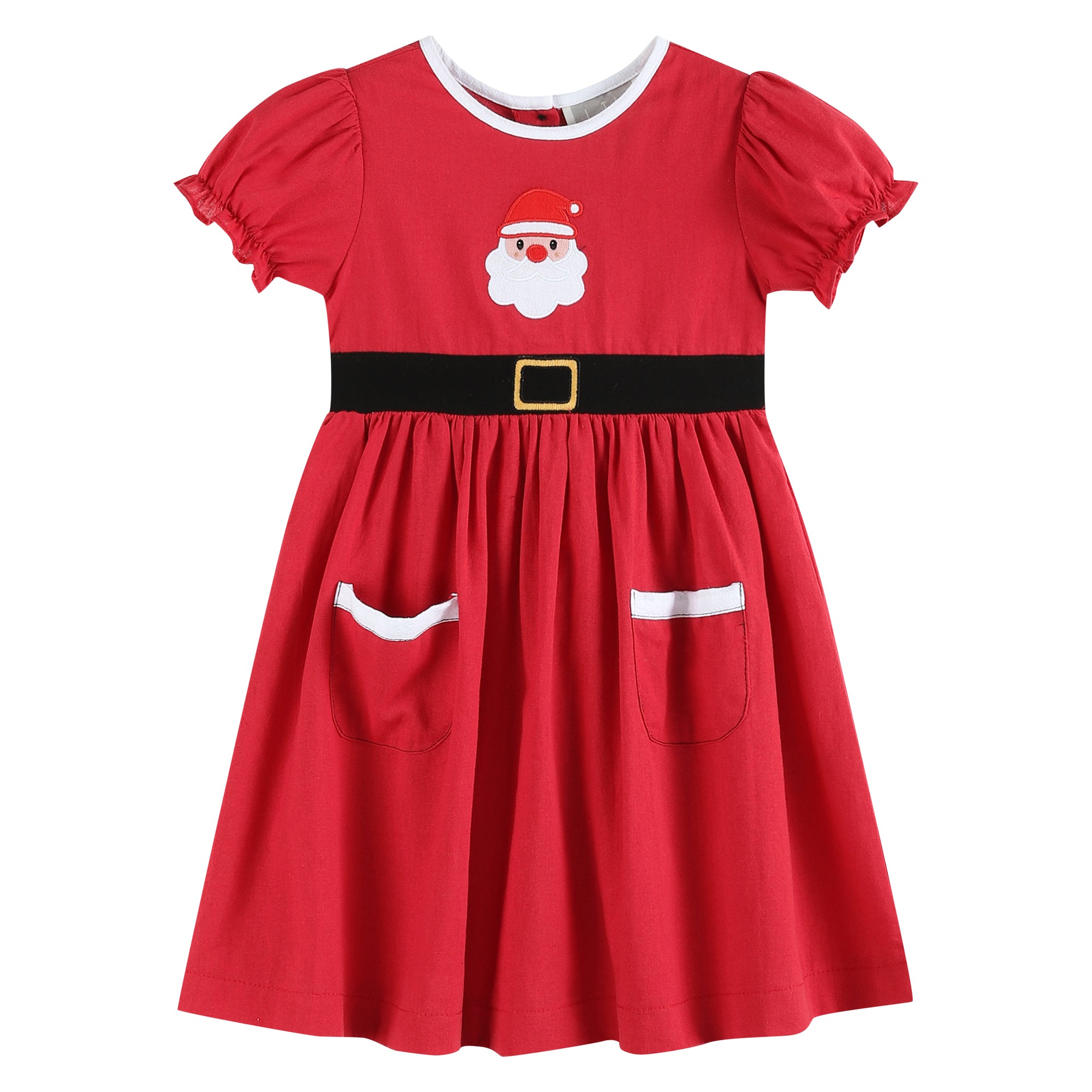 Red Santa Dress with Black Sash, 6-12M