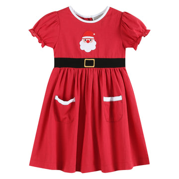 Red Santa Dress with Black Sash - Lil Cactus
