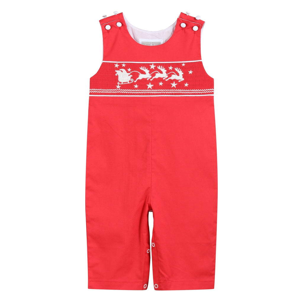 Red Santa Sleigh Overalls - Lil Cactus