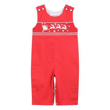 Red Santa Sleigh Overalls - Lil Cactus