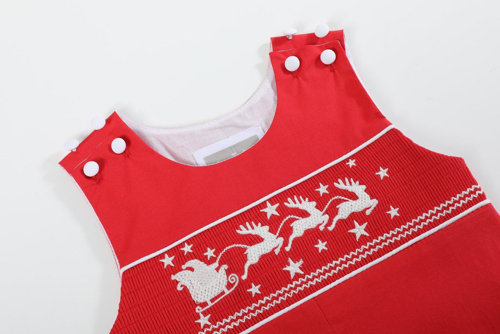 Red Santa Sleigh Overalls - Lil Cactus