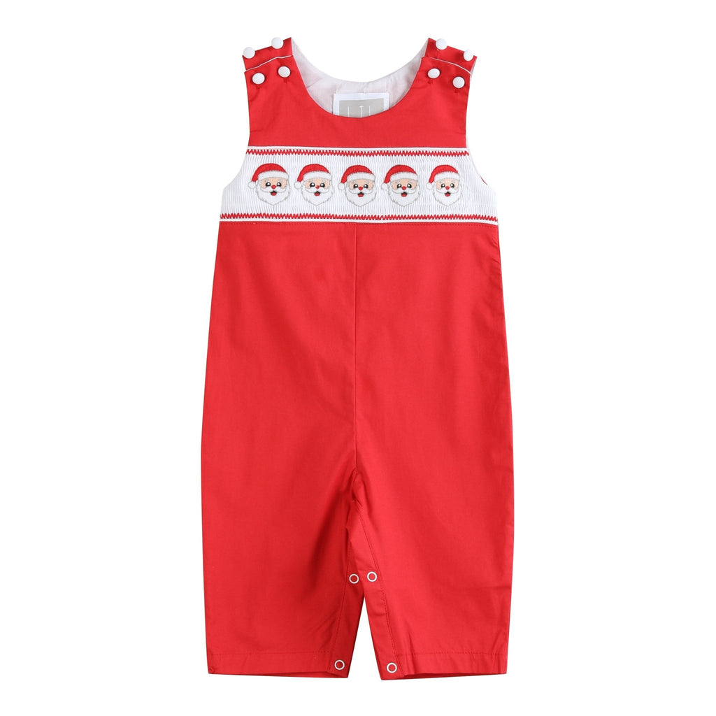 Red Santa Smocked Overalls - Lil Cactus