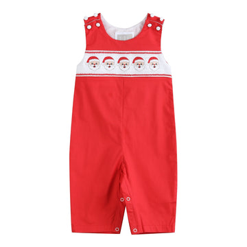 Red Santa Smocked Overalls - Lil Cactus