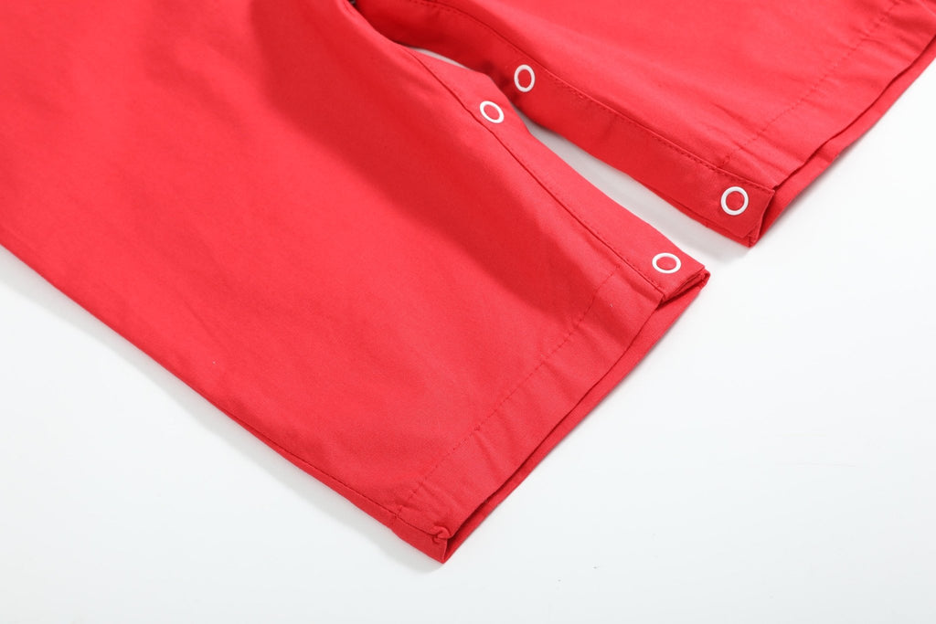 Red Santa Smocked Overalls - Lil Cactus