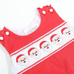 Red Santa Smocked Overalls - Lil Cactus