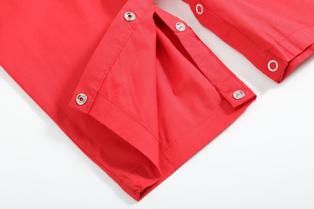 Red Santa Smocked Overalls - Lil Cactus