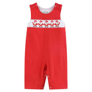 Red Santa Smocked Overalls - Lil Cactus
