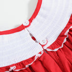 Red Santa Smocked Ruffle Bishop Dress - Lil Cactus