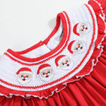 Red Santa Smocked Ruffle Bishop Dress - Lil Cactus