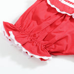 Red Santa Smocked Ruffle Romper - Lil Cactus
