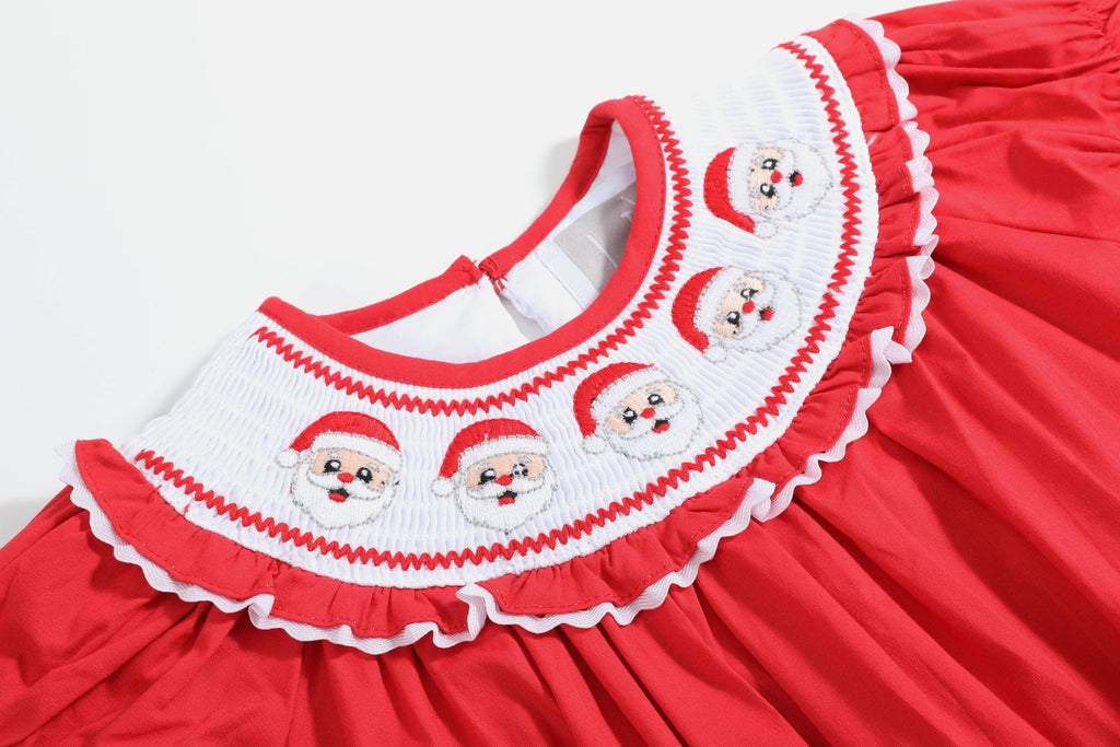 Red Santa Smocked Ruffle Romper - Lil Cactus