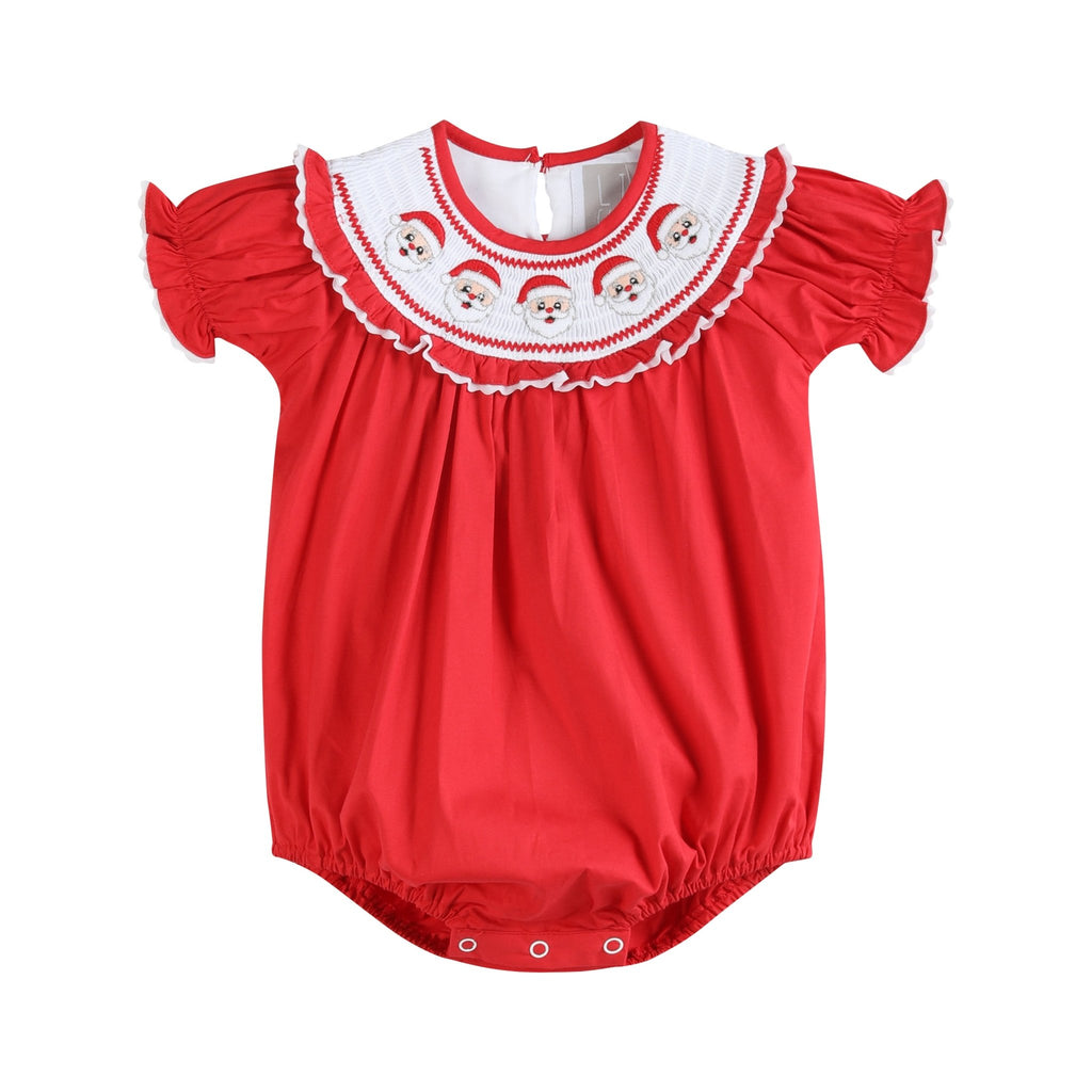 Red Santa Smocked Ruffle Romper - Lil Cactus