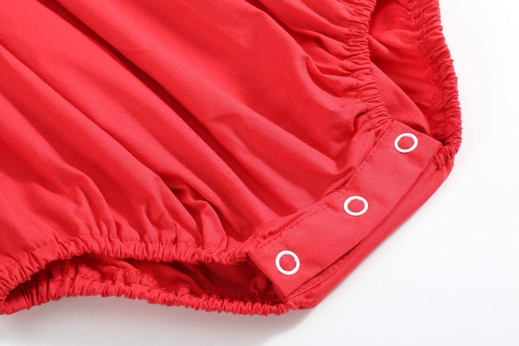 Red Santa Smocked Ruffle Romper - Lil Cactus