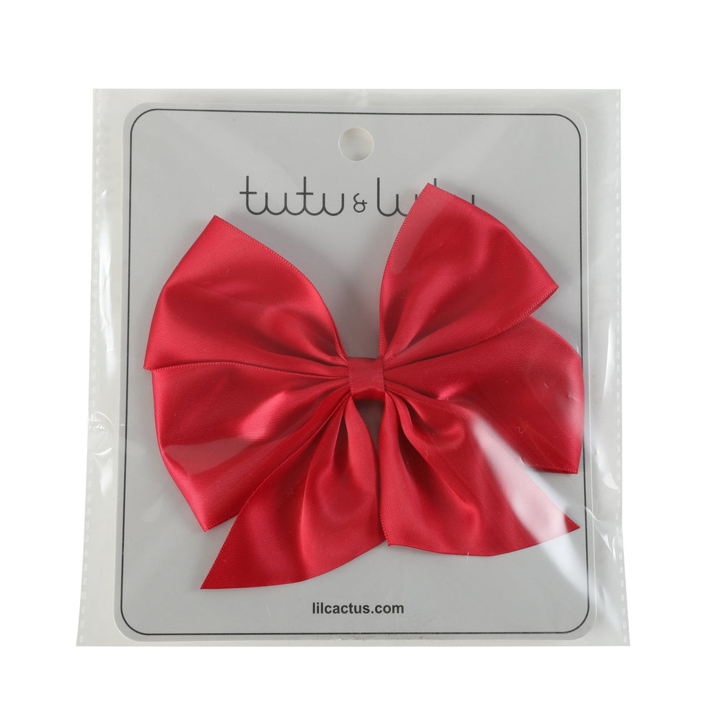 Red Satin Bow Hair Clip - Lil Cactus