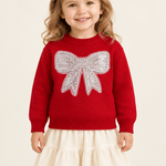 Red Sweater with Glitter Bow - Lil Cactus