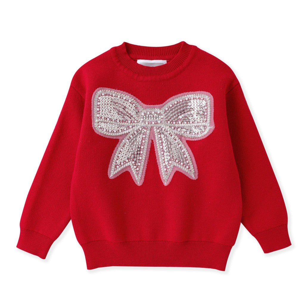 Red Sweater with Glitter Bow - Lil Cactus