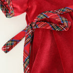 Red Velour and Christmas Plaid Bow Dress - Lil Cactus