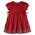 Red Velour and Christmas Plaid Bow Dress - Lil Cactus