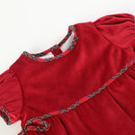 Red Velour and Christmas Plaid Bow Dress - Lil Cactus