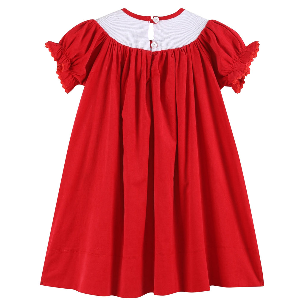 Red Velour Christmas Smocked Bishop Dress - Lil Cactus