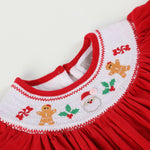 Red Velour Christmas Smocked Bishop Dress - Lil Cactus