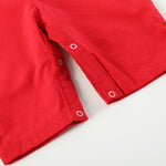 Red Velour Christmas Smocked Overalls - Lil Cactus